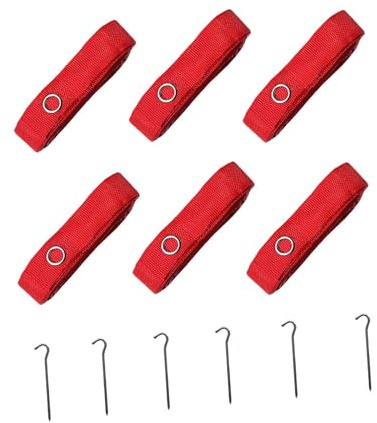 F Fityle Lot de 6 Lignes de Badminton, Accessoires d'Équipement de Plage, Corde Nylon et Ancres en Acier Ino, Terrain de Bordure pour Activités de Plein Air, Jeux de Sable et Sports Nautiques, Rouge
