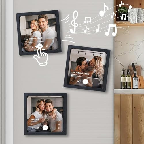 DIY Customized Music Album Fridge Sticker with Photo,Custom Album Music Fridge Magnet with Built-in Music Code Player,Personalized Home Decoration Gift for Music Lovers Christmas