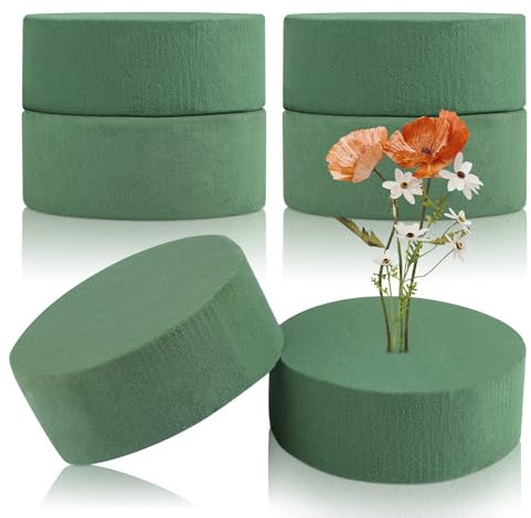 Qichan 6 Stück Blumensteckschaum, Nasssteckschaum Rund, Steckmoos für Blumen, 10cm Steckmasse für Frischblumen und Kunstblumen, Steckschwamm Rund für Hochzeitsgangblumen-Partydekoration