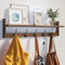 BAMEOS Wooden Coat Rack Wall-Mounted - 73.5cm Length Shelf with 5 Dual Metal Hooks, Entryway Coat Rack for Bathroom, Living Room, Bedroom, Kitchen Decor and Storage (Brown)
