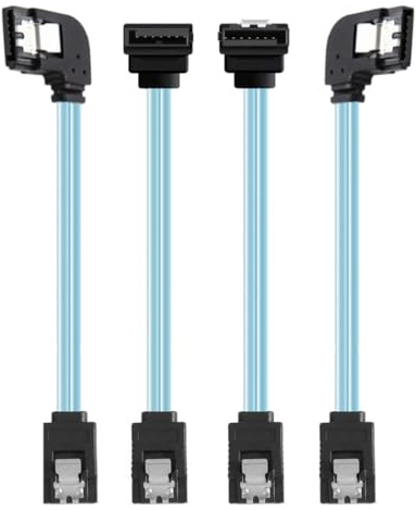 chenyang Paquete de 4 cables SATA 3.0, SATA III de 7 pines macho a macho, cable de extensión de datos en ángulo de 90 grados para disco duro/unidad óptica/quemador 0.82 pies/0.25 m
