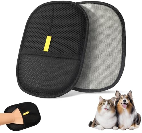 Lot de 2 gants d'épilation pour poils d'animaux - Gant de toilettage magnétique - Gant pour enlever les poils de chat - Réutilisable