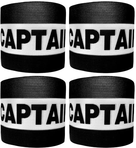 SSKHE 4 brazaletes de capitán de fútbol, ajustables para capitán de fútbol, transpirable, bandas elásticas deportivas para fútbol, rugby, baloncesto, para jóvenes y adultos, niños y niños