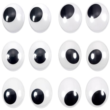 TOAOB 60 Piezas Ojos Móviles Negro 30 x 40 mm Ojos de Plástico Ovalados Autoadhesivo para Manualidades de Scrapbooking Accesorios Decoraciones y Actividades Creativas