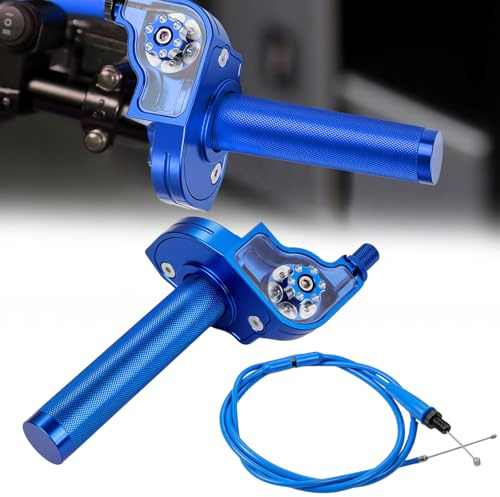 Motorcykelgasreglage 22mm för YZ YZF PW WR TTR 50-250cc, universell blå | Passar YZ YZF PW WR TTR 50-250cc, justerbar, med kabel, för dirtbike och skoter, gasreglage och kabel för styrmontering