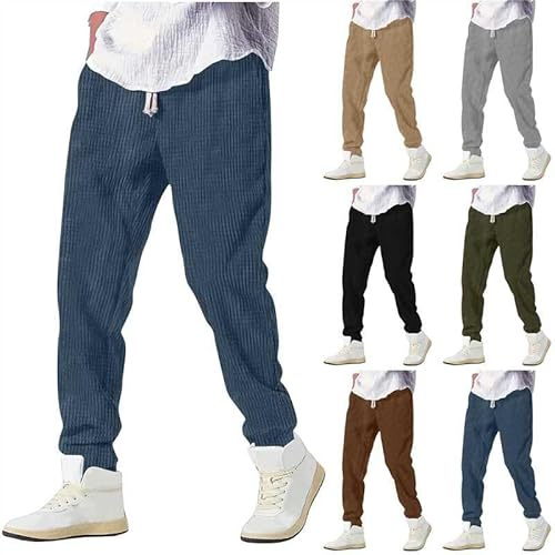Pantalon Homme, Pantalon Kirakuco pour Homme Velours Cotelé Pantalons Japonais Sweatpants avec Poche Et Cordon Élastique Taille Baggy Pantalons De Serrage Bodybuilding Sport Streetwear