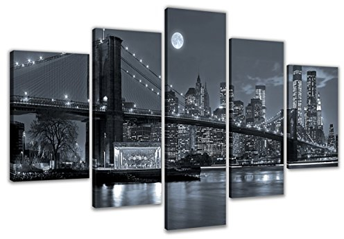 Visario 200 x 100 cm ! Bild auf Leinwand New York Nr 6314 fertig gerahmte Bilder 5 Teile Marke original