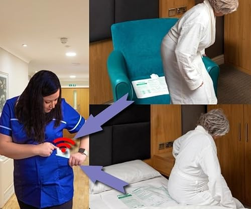 Wireless Bed exit Alarm with Long Term Bed and Chair Pads and Pager (no Alarm in patient's Room)