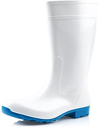 Ladeheid Botas de Agua para Mujeres Zapatos Antideslizantes e Impermeables en Botas de Goma PVC para Mujer Women rubberboots LA-967 (Blanco/Azul, 39 EU)