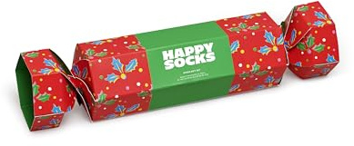 Happy Socks Weihnachten Socken 2-Pack Christmas Cracker Holly Box, farbenfrohe und verspielte Socken für Männer und Frauen, Rot-Grün (41-46)