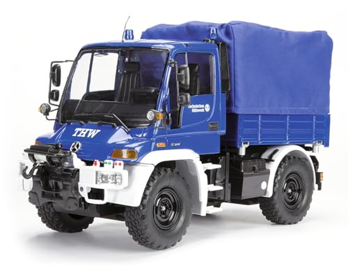 Carson 500907722 1:12 MB Unimog U300 THW 2.4G 100% RTR - Ferngesteuertes Fahrzeug, RC Fahrzeug, RC Unimog mit Funktionen, 100% Komplettset blau