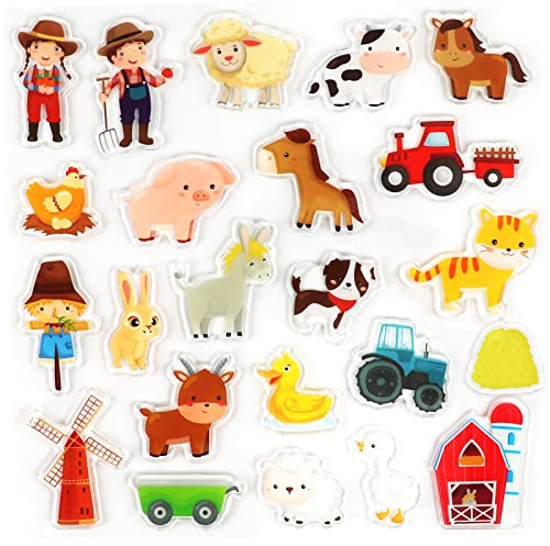 Farm Animals Window Cling Window Thick Gel Clings Decals Stickers for Kids Toddlers and Adults Home Airplane Classroom Nursery Farm Party Supplies Decorations Removable and Reusable 23 PCS