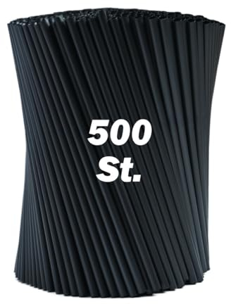 Chefpac schwarze, feste Trinkhalme aus Zellulose - Länge 21 cm x 7 mm Durchmesser (500)