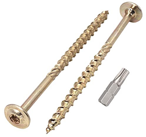 Paquete de 10 tornillos de acero galvanizado de 8,0 x 140 mm, cabeza torx, cabeza de oblea, tornillos de madera, rosca parcialmente (10, 8 x 140 mm)