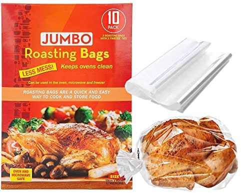 Lot de 10 sacs à rôtir 25x38 cm, parfaits pour cuire le poulet, les légumes, passent au four et au micro-ondes, gardent le four propre et vos aliments juteux (1 paquet)
