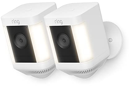 Ring Spotlight Cam Plus Battery | Wireless outdoor Security Camera 1080p HD Video, Two-Way Talk, LED Spotlights, Siren, alternative to CCTV system | 2 Cameras