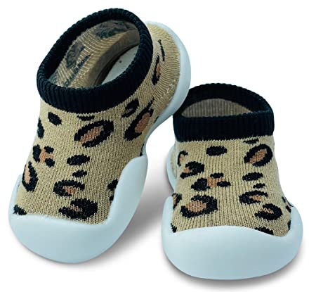 Dookeh Baby Sock Shoes (A1-Leopard Dark, 12-18 Months, EU Size 20-21, Factory Size_Printed on Shoes 22/23)