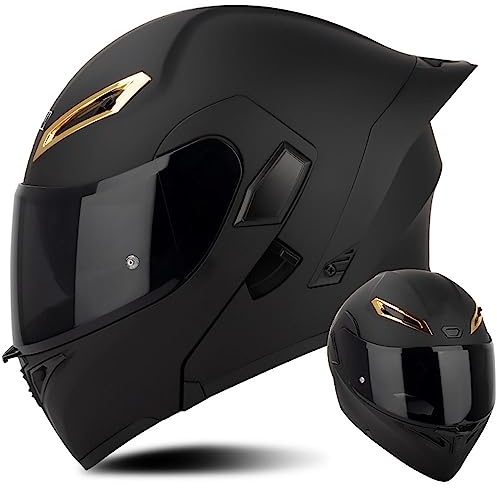 Letetexi Casque Moto Modulable Double Visière Scooter Chopper ECE Homologué Casque Moto Homme et Femme Casques Intégraux Flip-Up Anti-Collision Casque Integral Modulable pour Locomotive