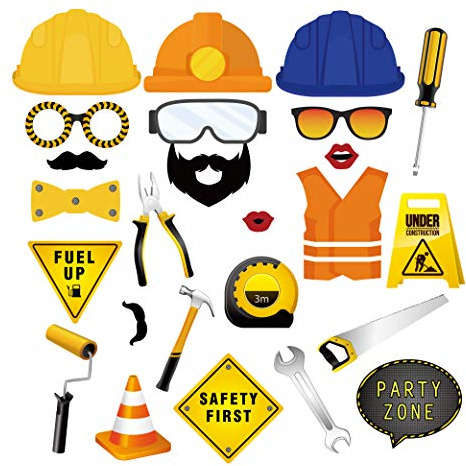 25Ct Construction Party Photo Booth Props Kit Construction Party Decorations Architectural Photo Props Kits 25 Pieces for Kids' Construction Theme Baby Shower & Birthday Decorations