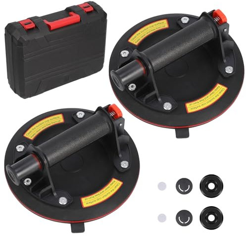 Gaethra 2 Pièces 8 Ventouse Carrelage, Ventouse Vitrier Capacité de Charge Max 200 kg, Professionnelles Ventouses à Vide avec Boîte de Transport pour Verre, Carreaux, Marbre