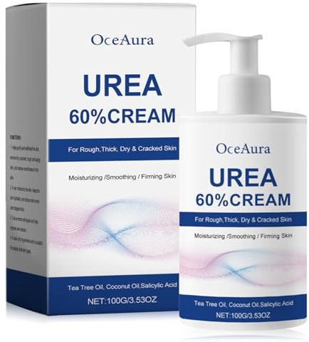 Crema Urea,60% Crema Urea, per la riparazione di piedi e mani, con acido salicilico e tea tree per un'idratazione profonda, lozione per piedi per pelle secca, screpolata e
