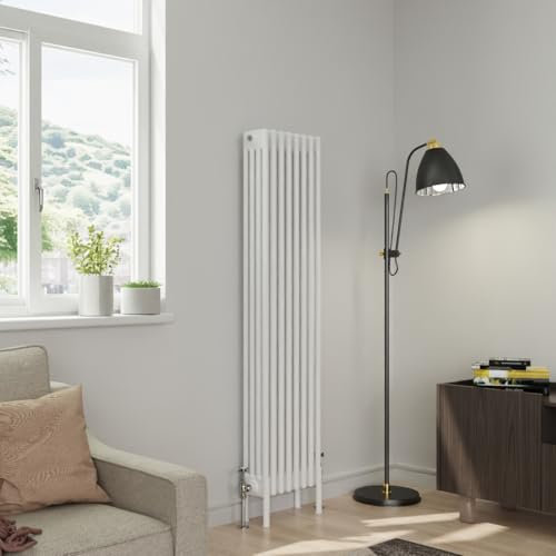 Warmehaus 1500x380mm White Traditional Vertical Radiator 4 Column Column Cast Iron Style Panel Radiator Central Heating