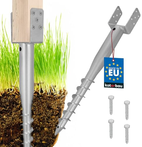 KOTARBAU® Supporto per pali a U da avvitare, 100 x 720 mm, in acciaio zincato, manicotto per pali a terra, ancoraggio a terra, ancoraggio per pali in legno, recinzioni da giardino