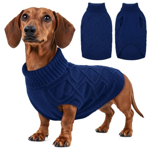 KONVINIT Maglione per Cani Taglia Media Collo Alto Senza Maniche Inverno | maglia treccia morbida;collo alto elastico;barboncino;passeggiata inverno;senza maniche ; maglione cane taglia media Outwear