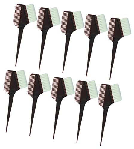 Happyyami Pennelli per Tintura Chioma 10 Pezzi in Plastica Nera, Pettine Facile da Impugnare e Comodo da Usare per DIY Tintura e Saloni Professionali