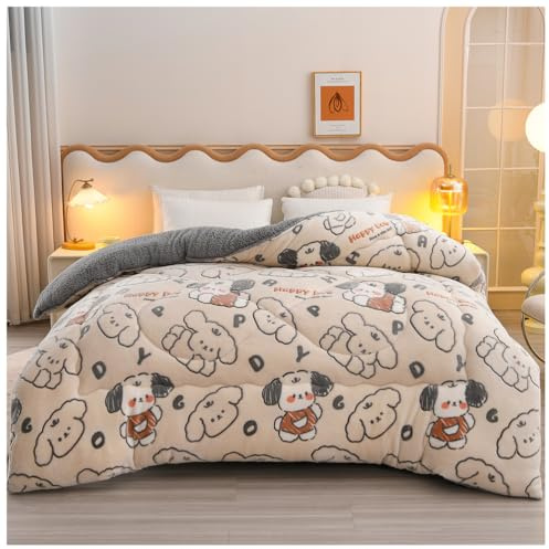 ZTGL Couette Sherpa Super Doux, Couette en Microfibre, Couverture Épaisse Couche et Confortable, Plaid Polaire Sherpa, Édredon Chaud en Laine pour Hiver,F,220x240cm(5.0kg)