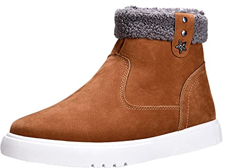 Generisch Chaussures pour homme - Fermeture éclair latérale - Chaussures de sport et de loisirs - Bottes de neige chaudes pour l'hiver, jaune, 42 EU