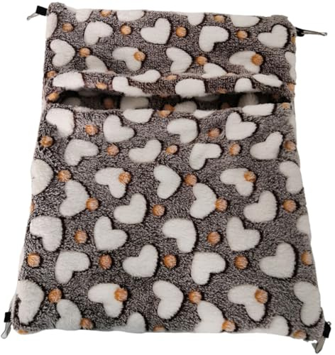JOINPAYA Lit Suspendu pour Cobayes et Hamsters en Peluche Café, Hamac Sûr et Confortable pour Cage, Accessoire d'hiver pour Petits Animaux