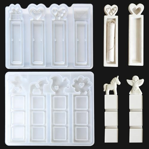 Mitibet 2 Pezzi Stampi Silicone, Stampi per Colata Gesso Polvere Ceramica, Forme Cuore Angelo Scatola Regalo, Fai da Te Natale, Decorazioni Riutilizzabili, Stampo Resina Sapone