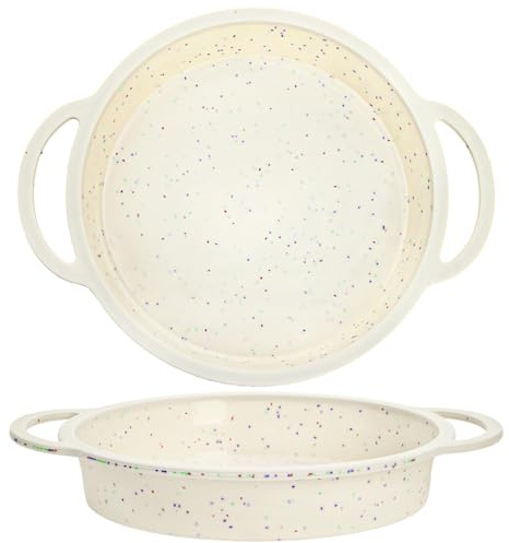 Nagpew 2 Pack 9 Inch Silicone Round Cake Pans, Reinforced Metal Frame Bread Mold with Handles, Non-stick Food-grade Pie Bakeware for Baking Cheese, Chocolate Cake, Layers