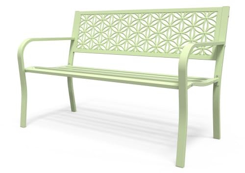 Bonnlo Banc de Jardin en Métal 127 cm, Design Floral, Banc Extérieur 2-3 Places, Résistant aux Intempéries, Charge 250 kg - Vert Clair