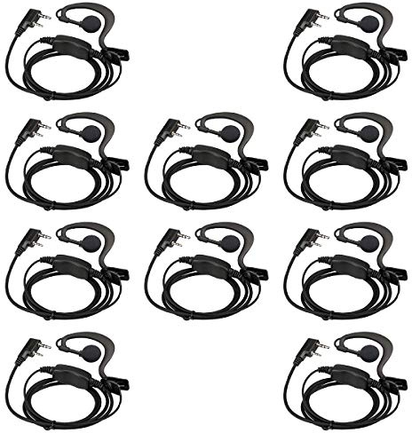Retevis Case of 10, Two Way Radio Earpiece with Mic Single Wire Earhook Headset for RT22 RT21 RT68 RT68H H777 H777H RT86A RT86S, Compatible with Pxton, Baofeng BF-888S/BF-T26, Kenwood Walkie Talkies
