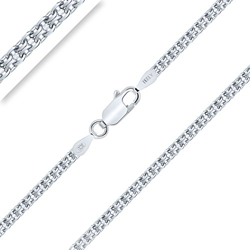 Planetys - Bismarck Kette Diamant Schnitt 925 Sterling Silber Rhodiniert Kette - Halskette - 2.4 mm Breite Längen: 70 cm