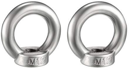 sourcing map Levage Anneau Écrou M12 Femelle Fil 304 Inox Acier Rond Forme pour Corde Raccord Paquet de 2