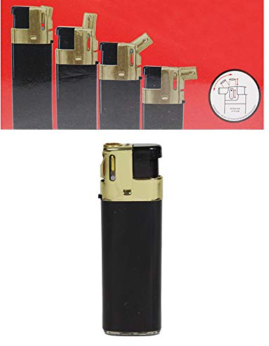 Accendino modello Sidekick GoldCap come normale o pipa, regolabile in 3 posizioni, 0, 45 e 90 gradi (nero/oro – 1 accendino)
