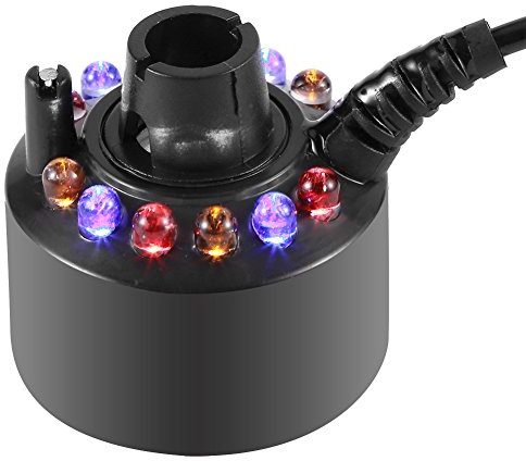 Haofy Water Mist Maker 12LED Water Atomizer for Indoor Fountain Pool Water Tank(US Plug)