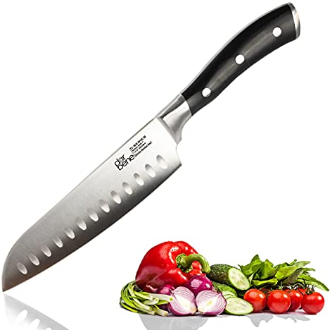 DarBene Santokumesser C-Series 18cm Profi Küchenmesser aus deutschem Edelstahl, ergonomischer ABS Griff, Kochmesser für Privat und Restaurants, nachschleifbar