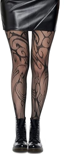 Simply Joshimo Womens Black Patterned Fishnet Net Tights/Ladies Fashion Pattern Pantyhose (Striped)