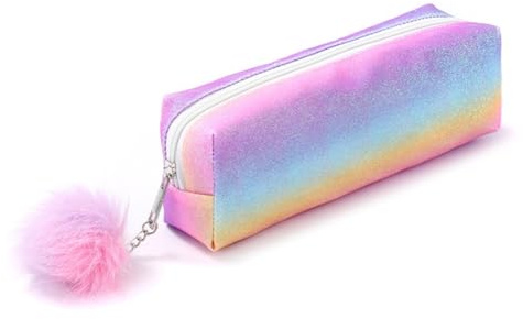 DUORUIMI Trousse à crayons arc-en-ciel avec paillettes - Grand sac de transport pour stylos - Organiseur de bureau de grande capacité pour filles et étudiantes, a, 22 * 6 * 7 cm, Moderne