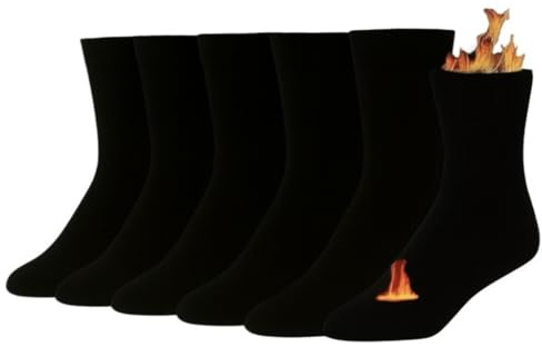 DREAM SOCKS Calze Termiche in Pile Corte per Sci-Montagna-Escursionismo-Trekking,Calze Pesanti Uomo-Donna a Metà Polpaccio-Caviglia-Fantasmino (IT, Numero, 41, 46, Regular, Regular, 6 X Set. NERO)
