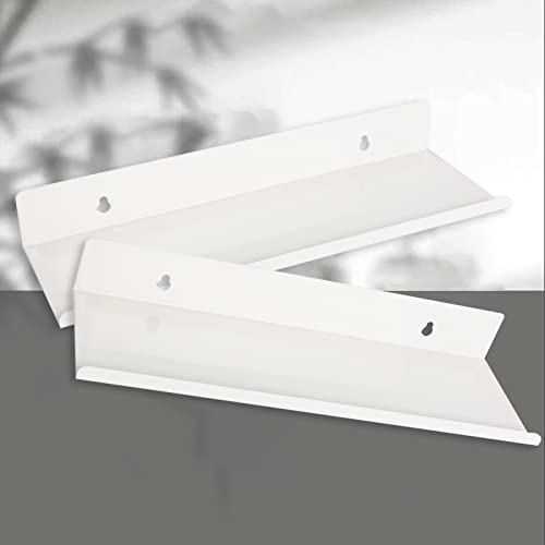 CLDURHGE Wandregal Metall Weiß, Schweberegale mit Loch und Schrauben, Wandregal aus Aluminiumlegierung für Wohnzimmer, Büro, Schlafzimmer, Badezimmer, Küche (30 cm, weiß, 2 Stück)
