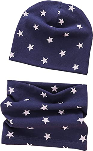 VUCDXOP Baby barn bomullsmössa halsduk set vinter pojkar flickor beanie hattar tubhalsduk set om 2 höst vinter mjuk bomull mössa mössa mössa halsduk rund halsduk halsvärmare set