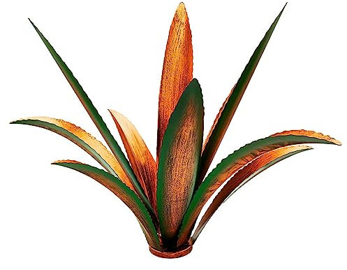 Gcroet Fleurs en métal extérieur métal Art Art en métal Fleurs décor extérieur 9 Feuilles Metal Agave Yard Art Tequila Rustic Jardin Sculpture Statue for Yard, Jardin pelouse Ornaments (Vert)