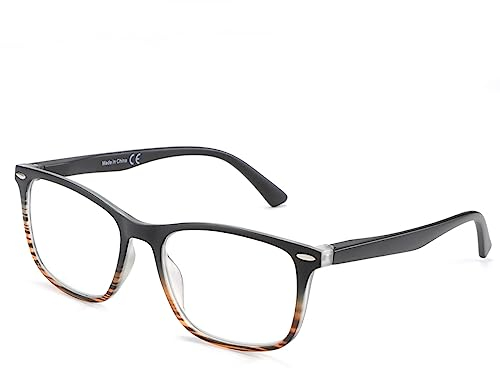 ZENOTTIC Lunettes Loupe Homme Anti-Lumière Bleue Lunettes de Lecture à Monture Rectangulaire Légère Filtre UV Protection Yeux avec Étui à Lunettes Branches à Ressort 2,5