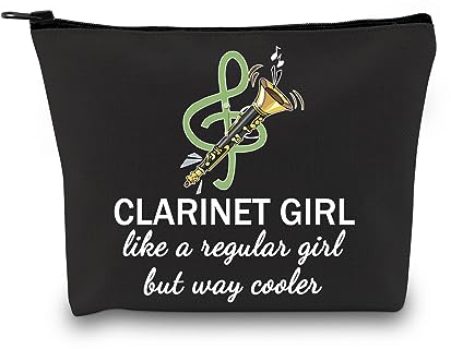 JTOUK Klarinettenspieler-Geschenk, Klarinetten-Geschenk, Klarinetten-Mädchen wie ein normales Mädchen, aber Art, Kühltasche, Make-up-Tasche, Reise-Tasche mit Reißverschluss für Klarinettenlehrer,