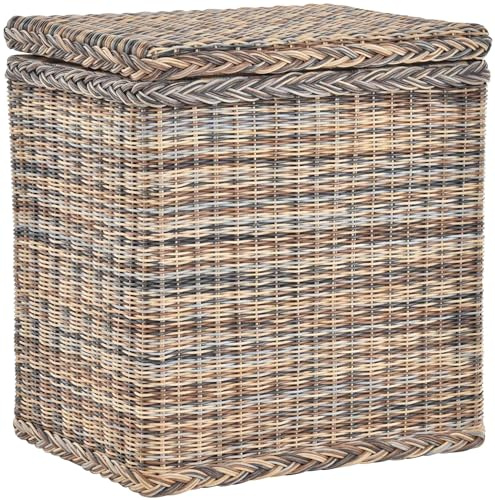 Korb-Outlet Wäschekorb/Wäschebox mit Deckel und Inlett aus echtem Rattan, Wäschetruhe (Mehrfarbig)